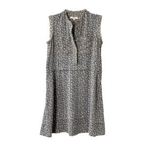 Madewell Gray Sleeveless Leaf Patterned Dress Size 00 NWOT